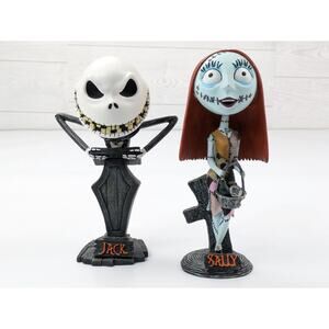 Tim Burtons Nightmare Before Christmas Jack Sally Bobblehead Figures 2002 NECA